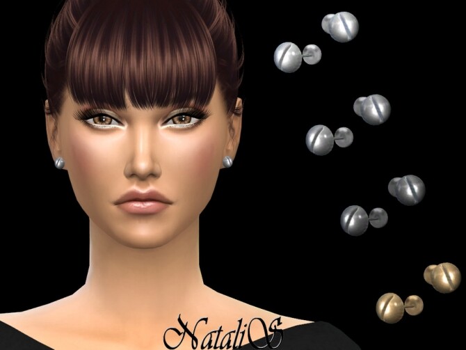 Sims 4 Screw stud earrings by NataliS at TSR