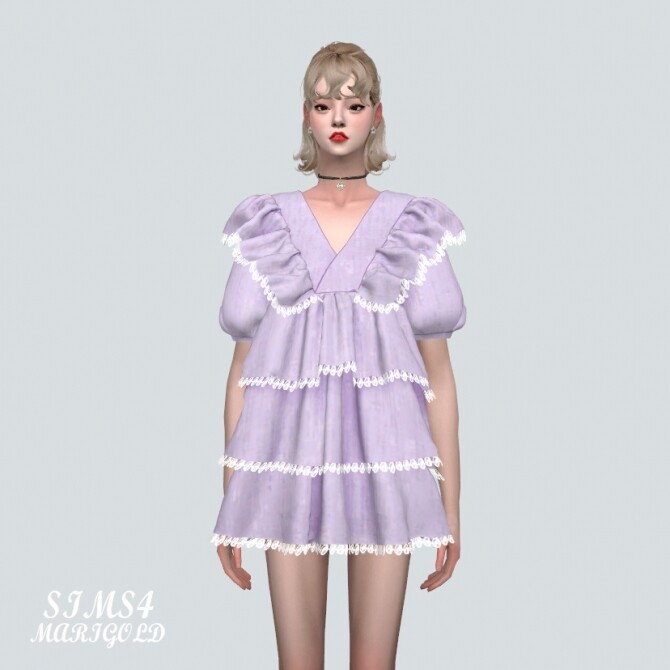 Sims 4 Frill 3 Tiered Mini Dress at Marigold