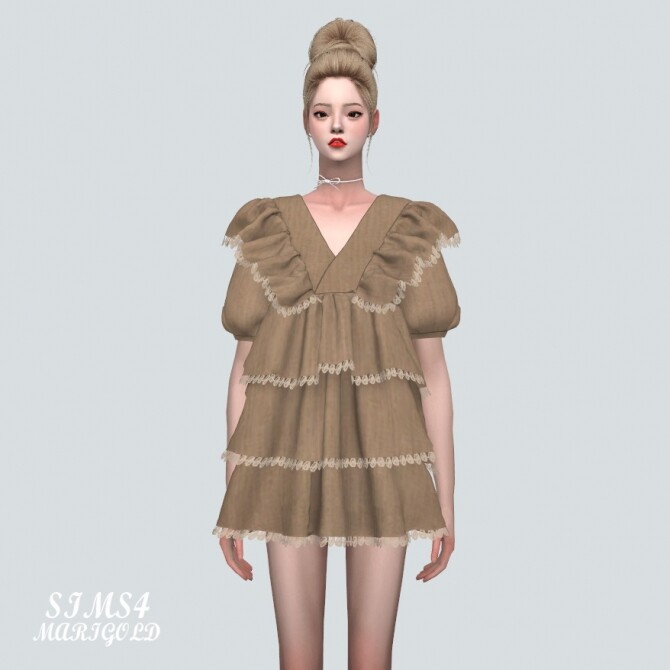Sims 4 Frill 3 Tiered Mini Dress at Marigold