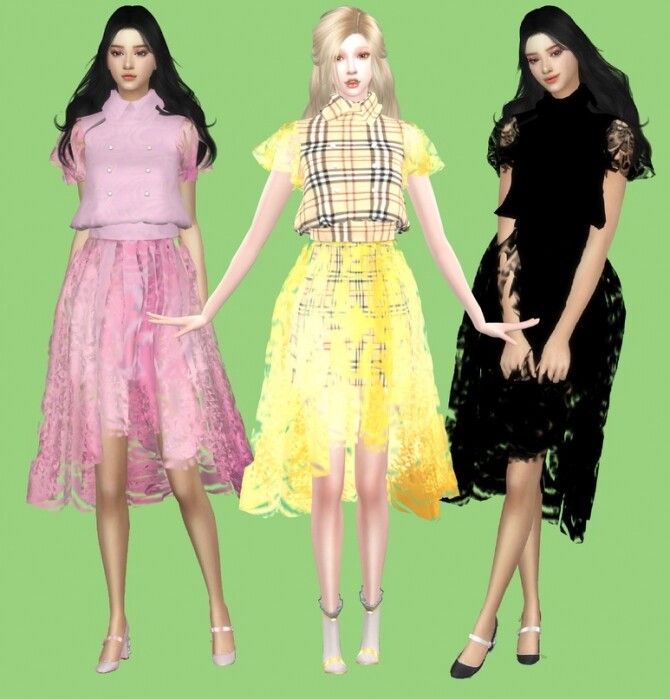 Sims 4 Collar lace dress at Simjigi