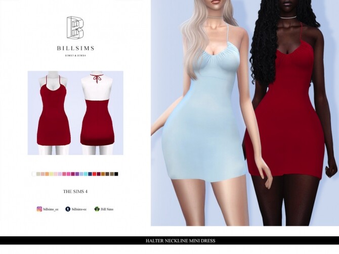 Sims 4 Halter Neckline Mini Dress by Bill Sims at TSR