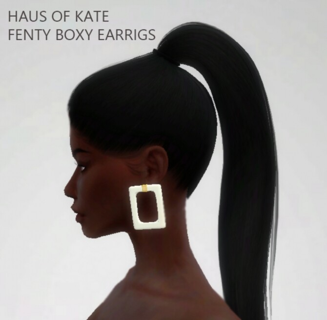 Sims 4 Rectangular earrings with golden insert in Coco White at Haus of Kate