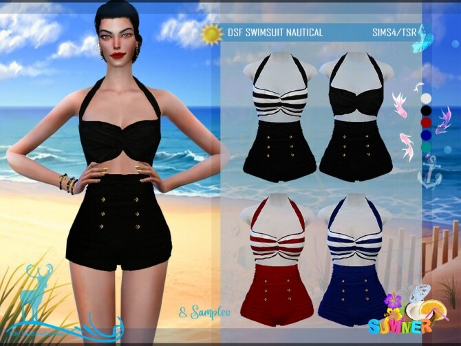 Sims 4 DSF SWIMSUIT NAUTICAL by DanSimsFantasy at TSR