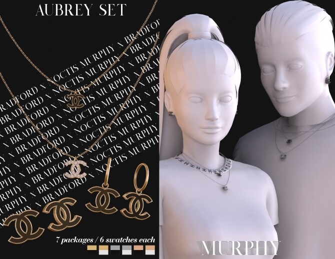 Sims 4 Aubrey Set: necklace & earrings by Silence Bradford at MURPHY