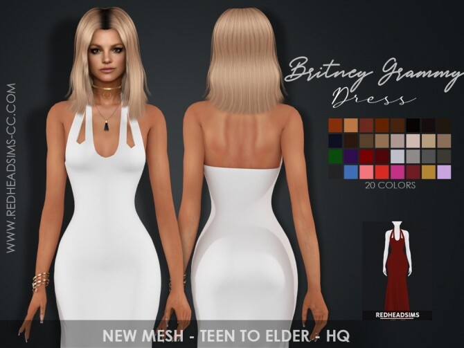 Sims 4 BRITNEY GRAMMY DRESS by Thiago Mitchell at REDHEADSIMS