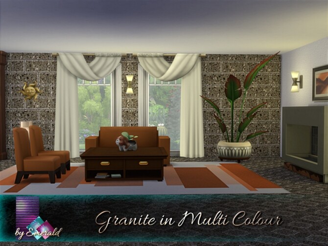 Sims 4 Granite Wall in Multi Colour by emerald at TSR