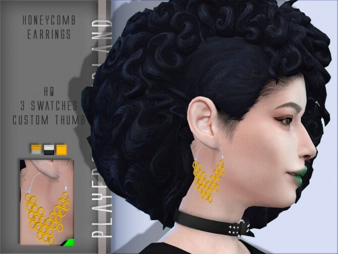 Sims 4 Honeycomb Earrings by PlayersWonderland at TSR
