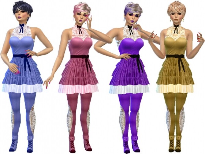 Sims 4 Frilly dress recolor by TrudieOpp at TSR