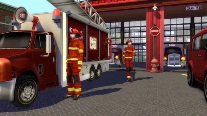 Sims 4 Fire and Rescue Station by chipie cyrano at L’UniverSims