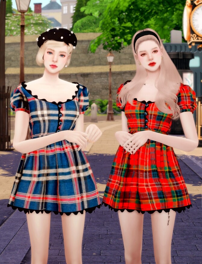 Sims 4 Puff Sleeved mini Dress at RIMINGs