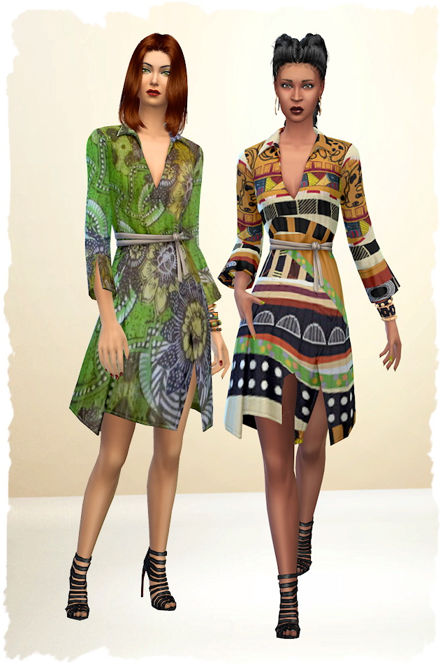 Sims 4 Eco dress bunt by Chalipo at All 4 Sims