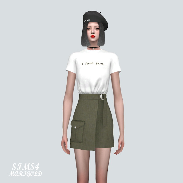 Sims 4 Pocket Wrap Skirt With T shirts at Marigold