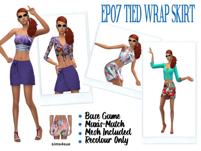 Sims 4 EP07 TIED WRAP SKIRT at Sims4Sue
