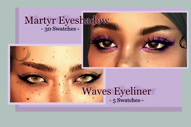 Sims 4 Martyr Eyeshadow, Waves Eyeliner + Hypermania Pants at EvellSims