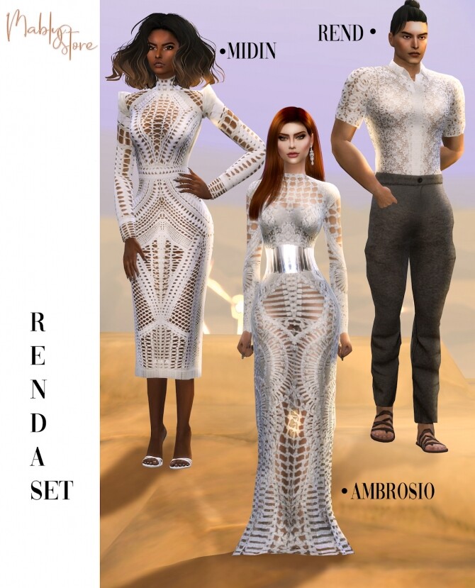 Sims 4 RENDA SET: Dresses and shirt at Mably Store