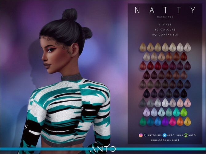 Sims 4 Natty Hairstyle by Anto at TSR