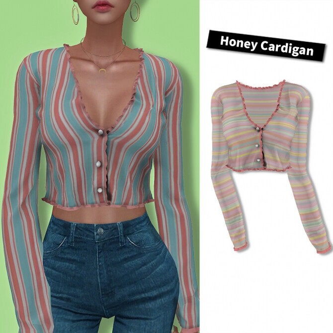 Sims 4 Female Honey Cardigan at L.Sim