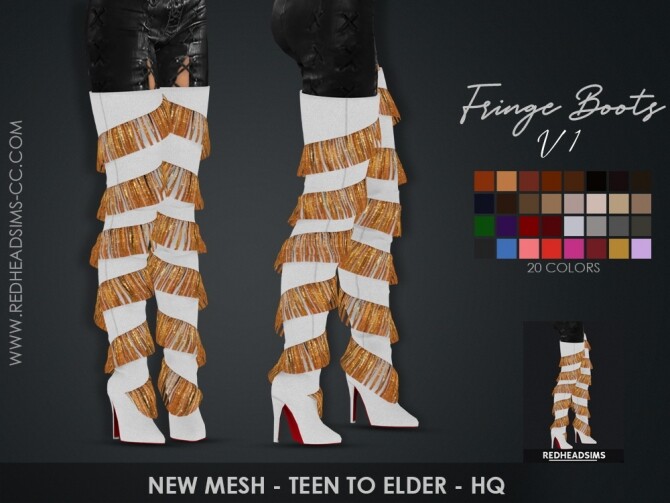 Sims 4 FRINGE BOOTS: TWO VERSIONS at REDHEADSIMS
