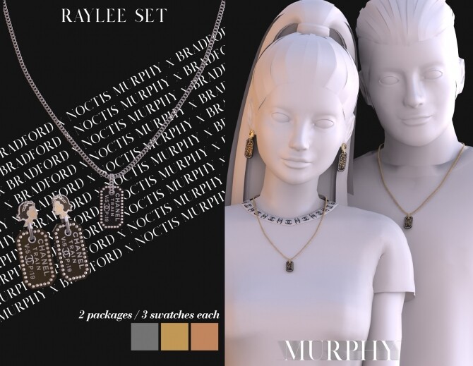 Sims 4 Raylee Set: tag pendant & earrings by Silence Bradford at MURPHY