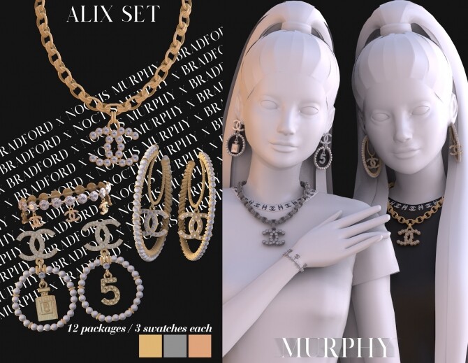 Sims 4 Alix Set: necklace, bracelet & earrings at MURPHY