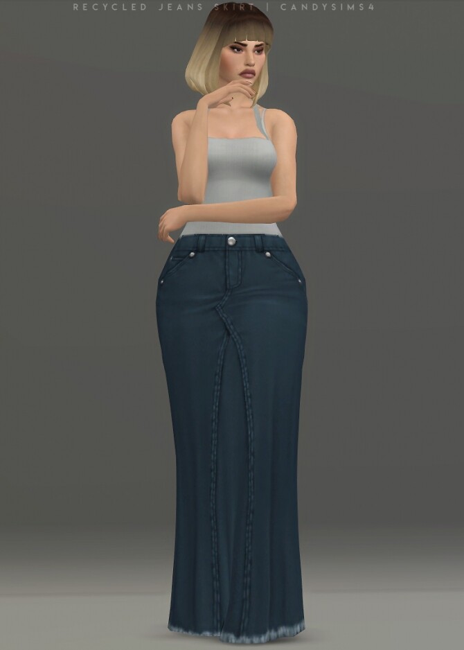 Sims 4 RECYCLED JEANS SKIRT at Candy Sims 4
