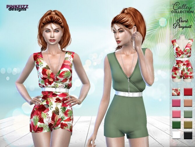 Sims 4 Calley Short Playsuit PF118 by Pinkfizzzzz at TSR
