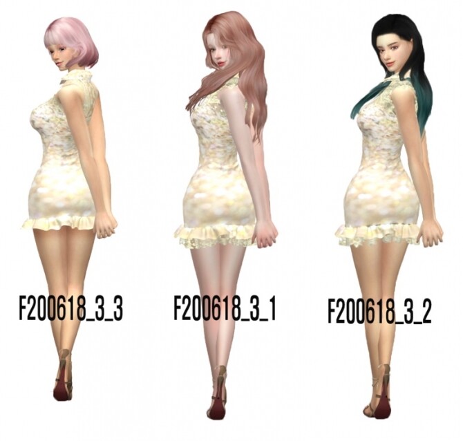 Sims 4 Collar lace mini dress 3 ver. at Simjigi