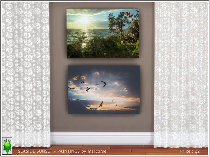 Sims 4 Seaside Sunset Paintings by marcorse at TSR