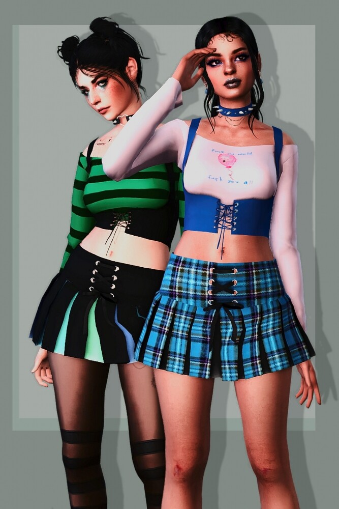Sims 4 Dress, top, skirt & eyeshadow at EvellSims