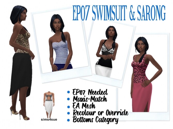 Sims 4 EP07 SWIMSUIT & SARONG at Sims4Sue