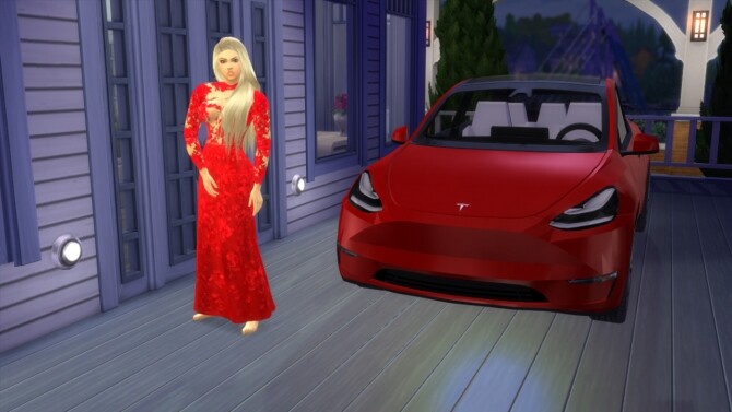 Sims 4 Tesla Model Y at LorySims