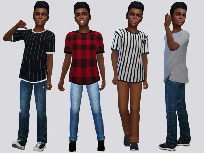 Sims 4 X Side Slit Tee Shirt Kids by McLayneSims at TSR