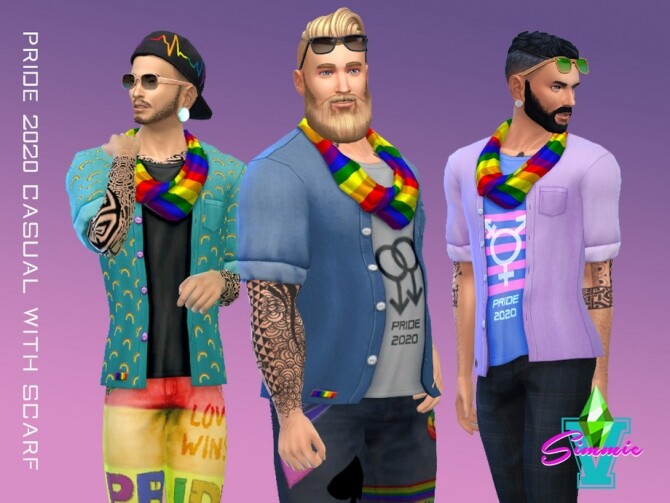 Sims 4 Casual Scarf Pride 2020 by SimmieV at TSR