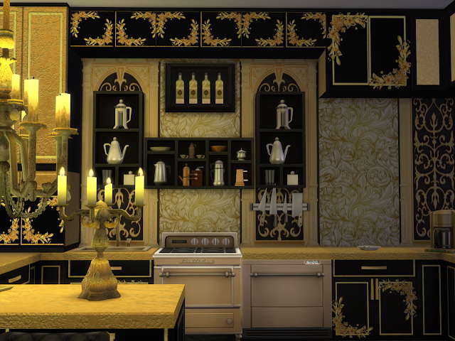 Sims 4 Black & Golden Kitchen at Anna Quinn Stories