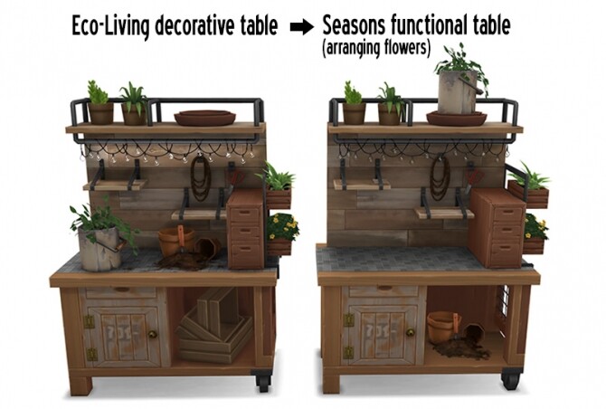 Sims 4 Eco living arranging flower table + Water collector at Around the Sims 4