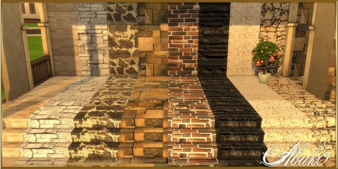 Sims 4 Stone Craz Stairs, Walls and Steps at Abuk0 Sims4