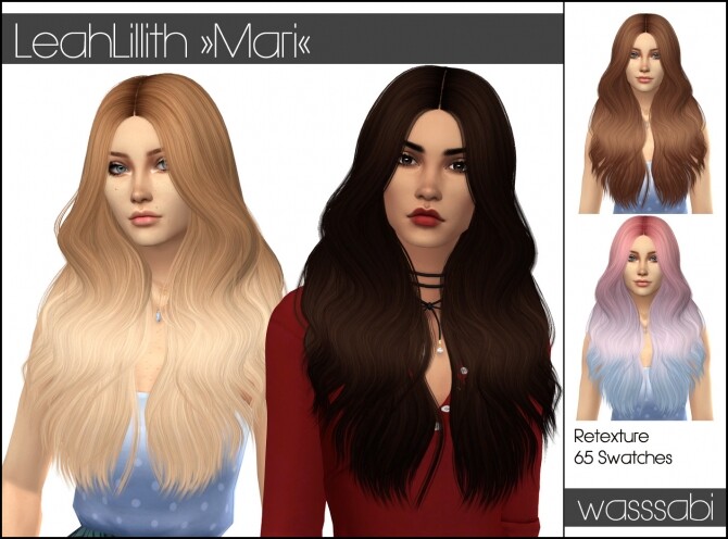 Sims 4 LeahLilliths Mari Hair retextured at Wasssabi Sims