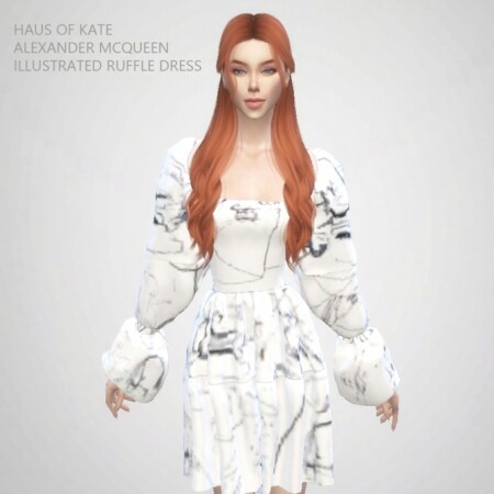 Illustrated Ruffle Dress at Haus of Kate