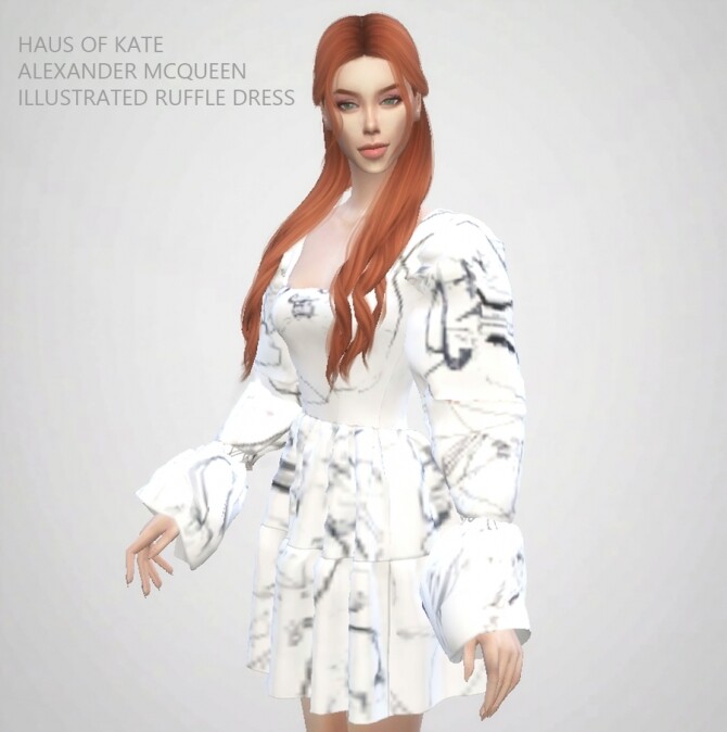 Sims 4 Illustrated Ruffle Dress at Haus of Kate