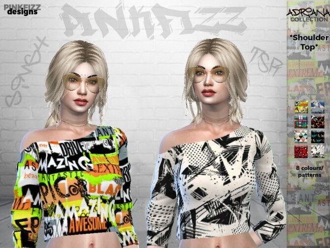 Sims 4 Adriana Shoulder Top PF111 by Pinkfizzzzz at TSR