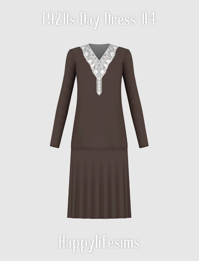 Sims 4 1920s Day Dress 04 at Happy Life Sims