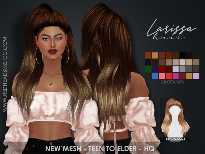 LARISSA HAIR by Thiago Mitchell at REDHEADSIMS » Sims 4 Updates