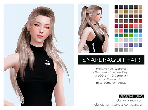 Sims 4 SNAPDRAGON HAIR at Obsidian Sims