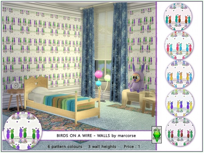 Sims 4 Birds on a Wire Walls by marcorse at TSR