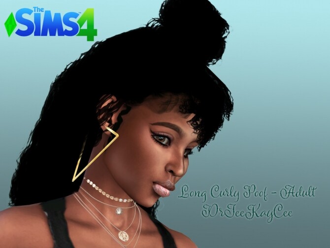 Sims 4 Long Curly Poof Hairstyle by drteekaycee at TSR