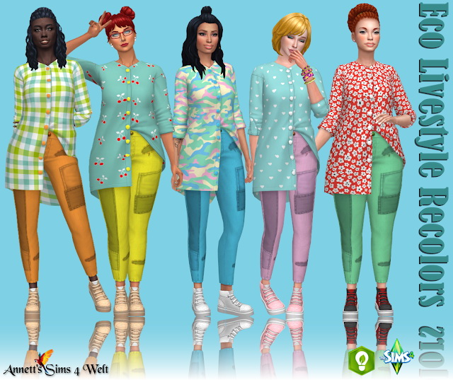 Sims 4 Eco Lifestyle Outfit Recolors at Annett’s Sims 4 Welt