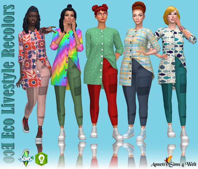 Sims 4 Eco Lifestyle Outfit Recolors at Annett’s Sims 4 Welt