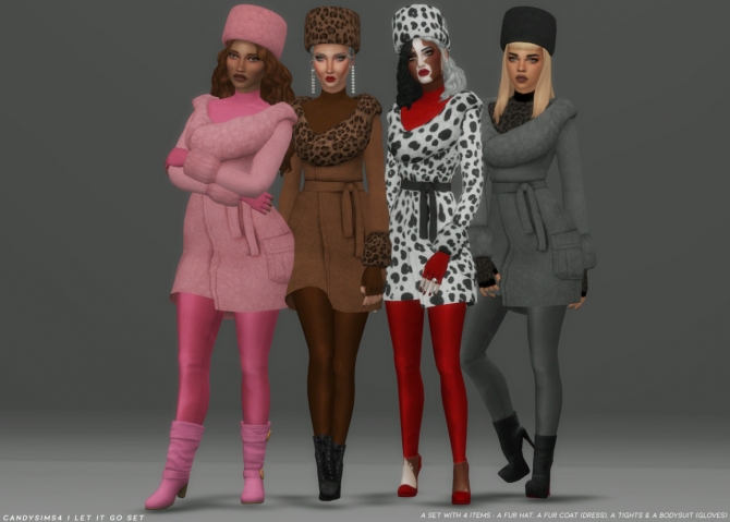 LET IT GO SET: coat, hat, pants & bodysuit at Candy Sims 4 » Sims 4 Updates