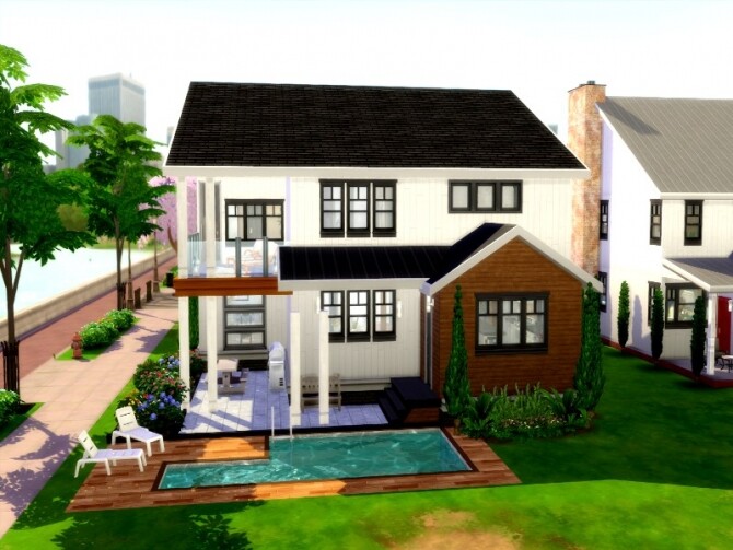 Sims 4 Marie modern cozy family home by GenkaiHaretsu at TSR