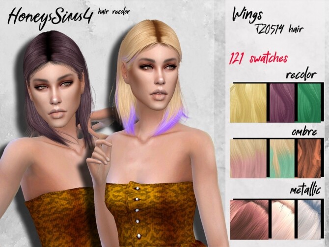 Sims 4 Female hair recolor Wings TZ0514 by HoneysSims4 at TSR